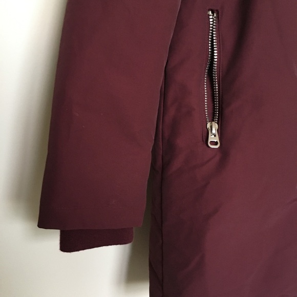 Zara Parka Acolchada Water Repellent Winter Coat Small burgandy - Picture 4 of 9
